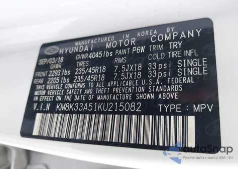 2019 Hyundai Kona Limited from USA, damaged, VIN KM8K33A51KU215082